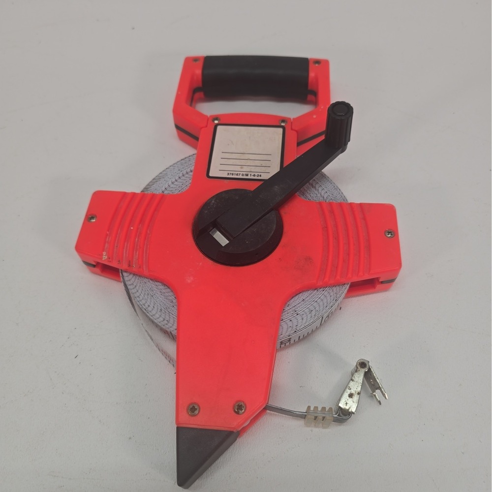 100ft Non-Metalic Hi-Viz Orange Open Reel Tape Measure 376167 0/M 1-6-24